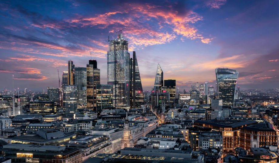 The City of London just after sunset, United Kingdom The City of London just after sunset, United Kingdom