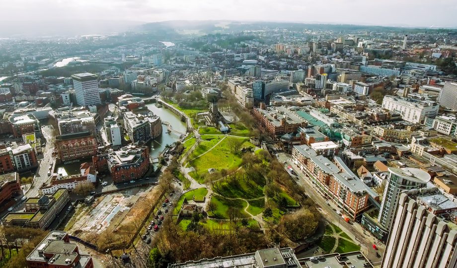 Bristol City Center Aerial View in England Bristol City Center Aerial View in England